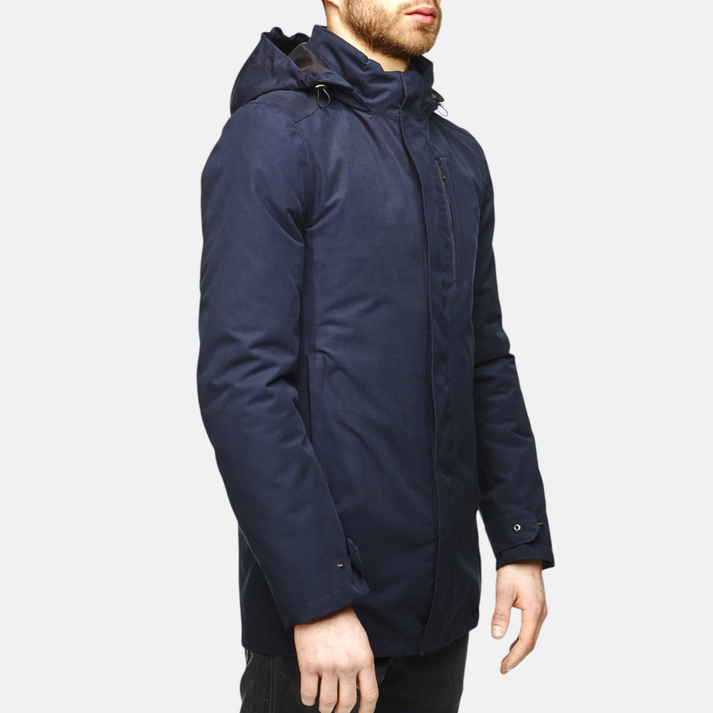 Parka moto imperméable VEST PARIS V2 bleue pour homme, veste technique avec protections homologuées SAS TEC