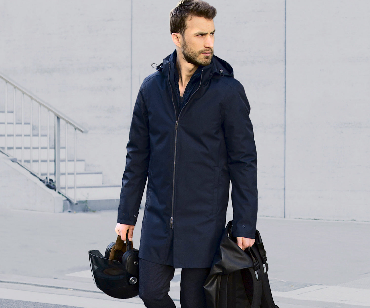 Veste moto imperméable chaude et élégante homme avec protections moto à porter avec un costume VEST PARIS