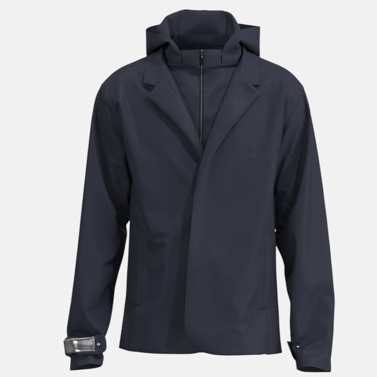 veste technique imperméable bleue