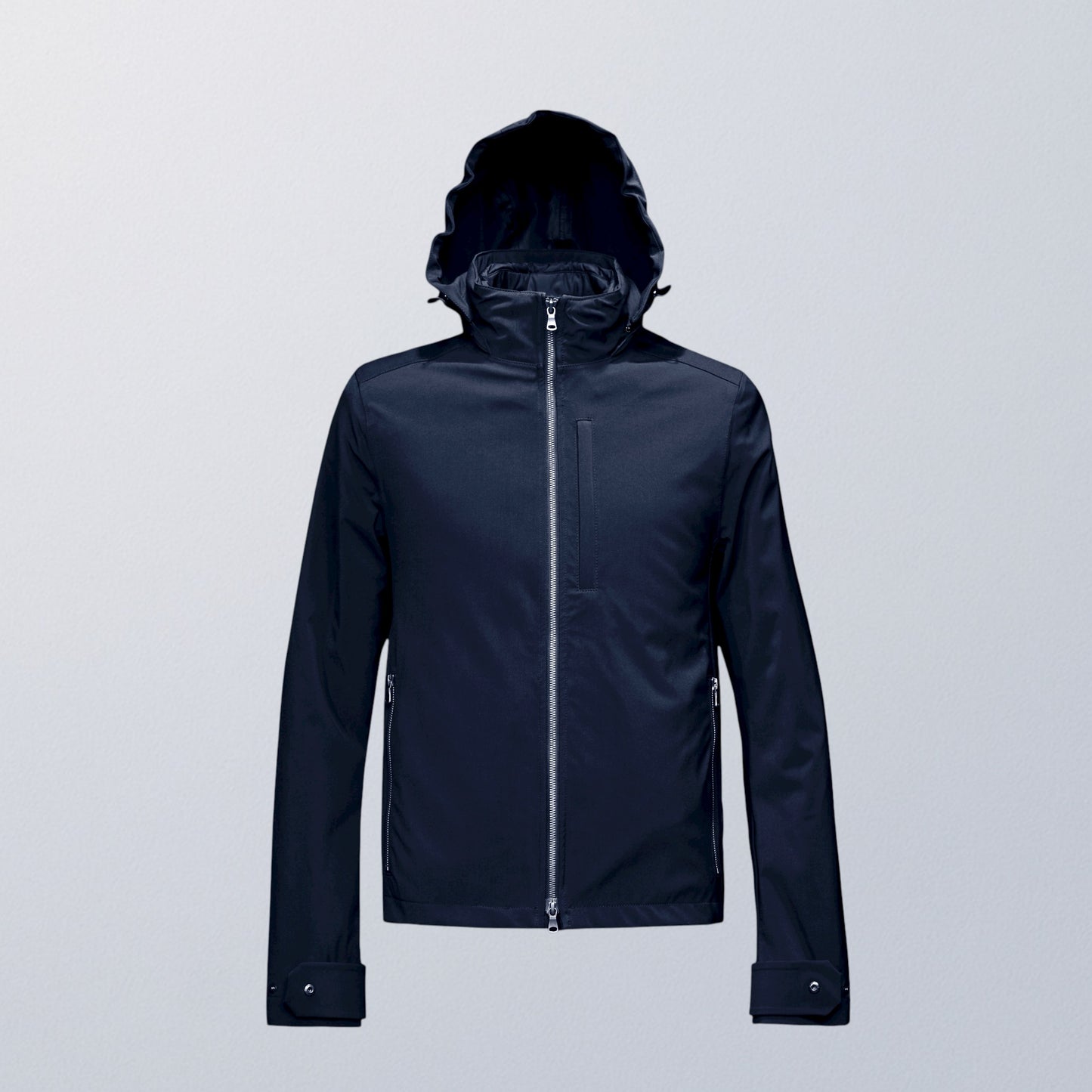 Blouson moto imperméable V4 bleu nuit avec capuche, protection optimale contre la pluie