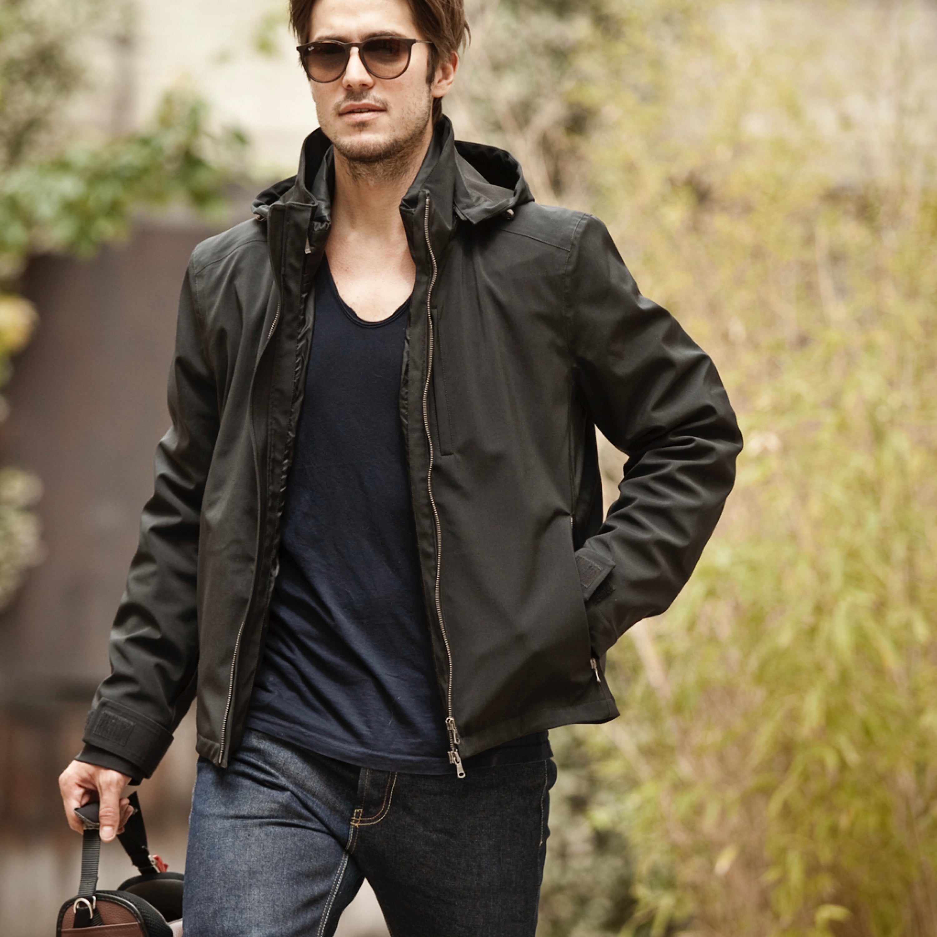 Blouson moto imperméable urbain avec protections homologuées et dorsale SAS TEC veste V4 VEST PARIS