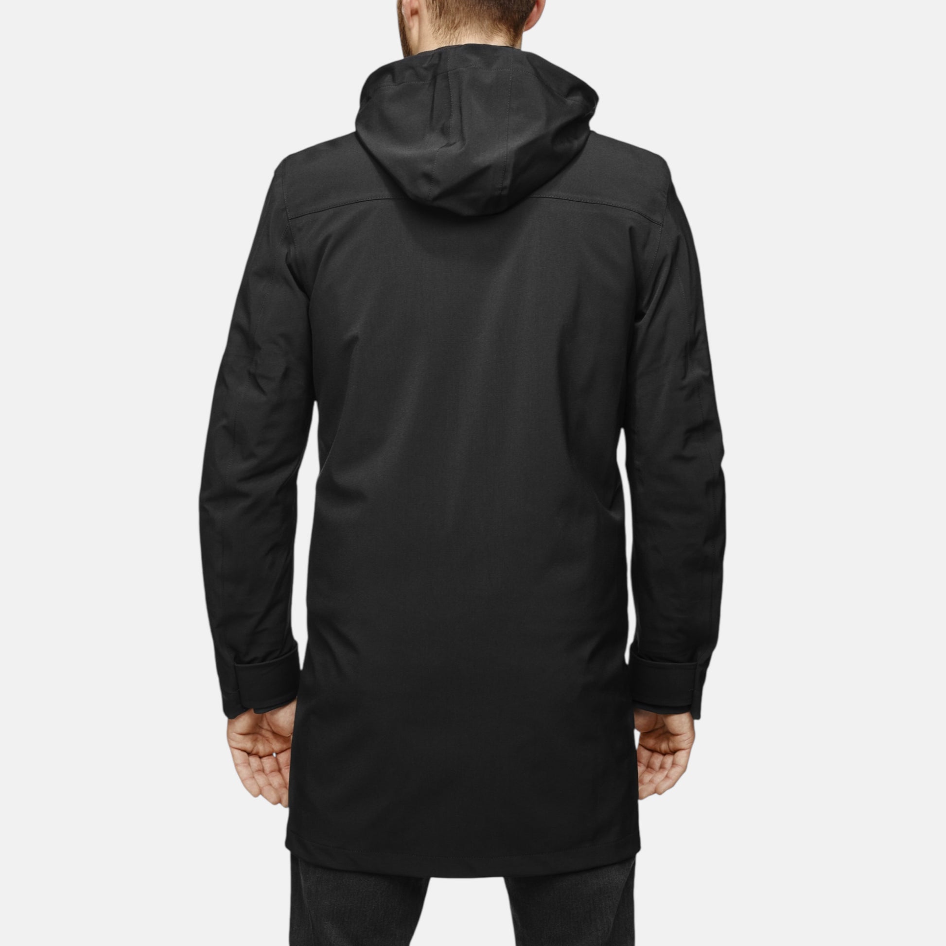 Veste moto imperméable hiver haut de gamme noire avec protections homologuées V1 VEST PARIS pour porter avec un costume 