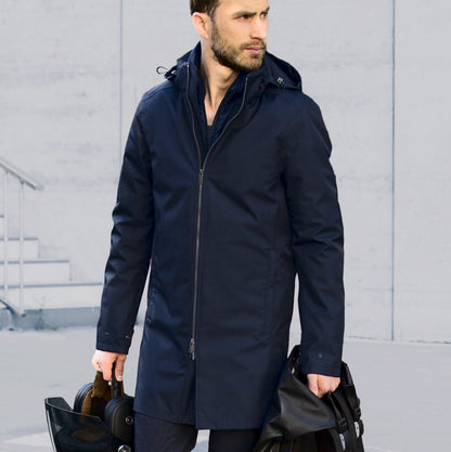 Manteau moto imperméable hiver élégant avec protections homologuées V1 VEST PARIS pour porter avec un costume 