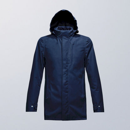 Parka moto imperméable  chaude et élégante V2 de VEST PARIS, bleue pour homme, veste technique avec protection CE SAS TEC