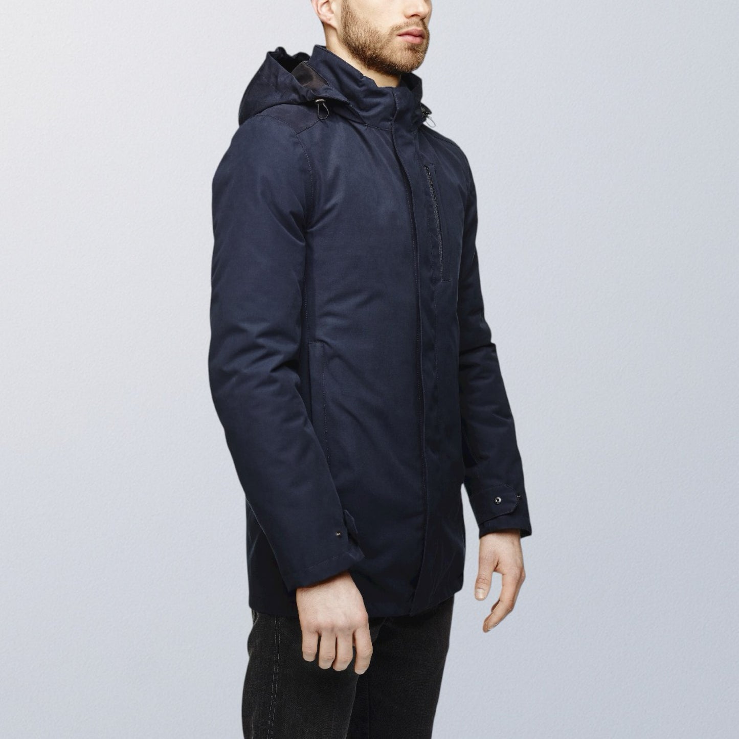 Parka moto imperméable VEST PARIS V2 bleue pour homme, veste technique avec protections homologuées SAS TEC