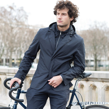 Veste moto imperméable élégante V68-02 VEST PARIS, design costume et protections moto SAS TEC