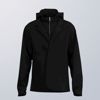 Veste moto imperméable urbaine V68-02 VEST PARIS, design costume noir et protections moto SAS TEC