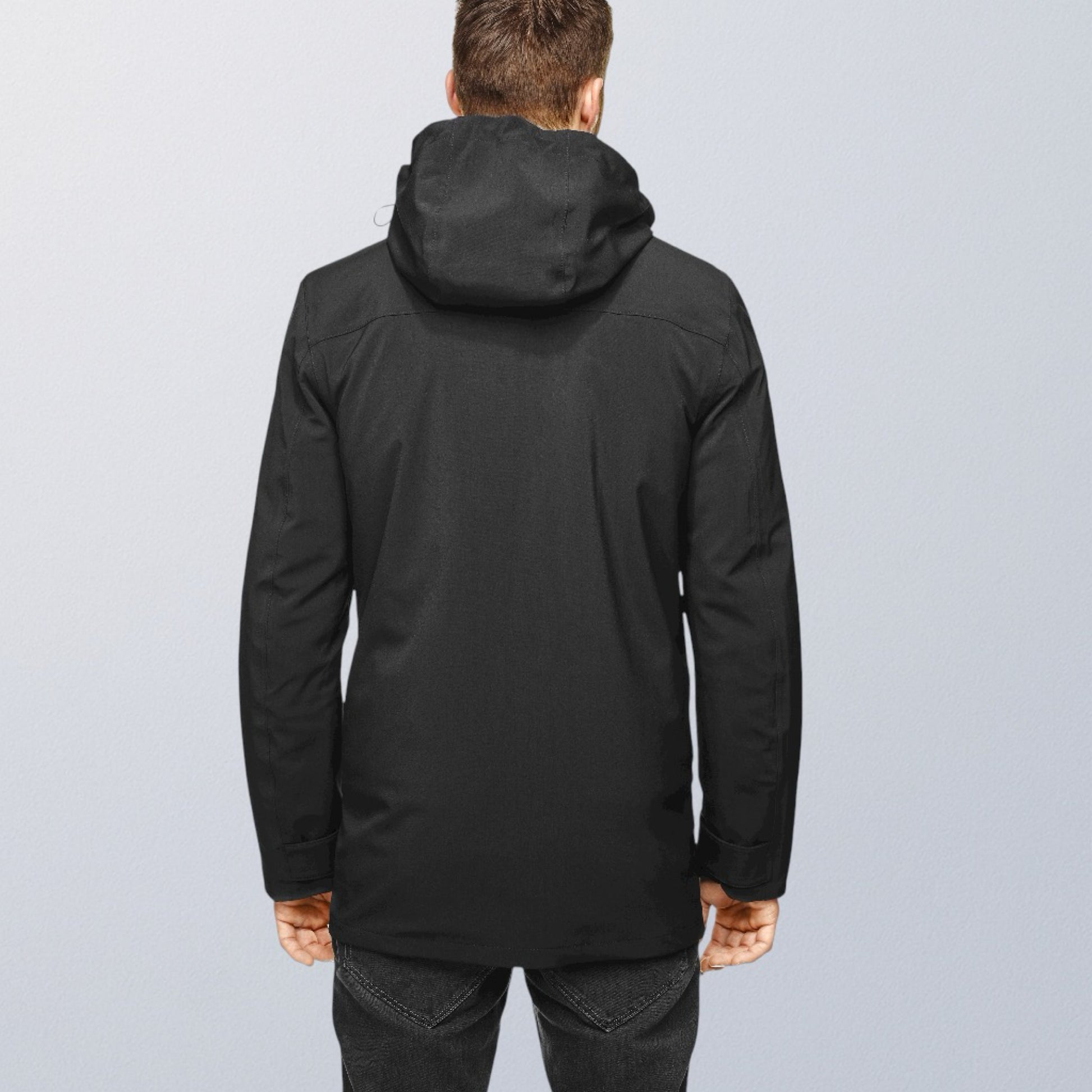 Veste moto imperméable et chaude habillée noire V2 avec protections homologuées SAS TEC pour la ville et la route VEST PARIS