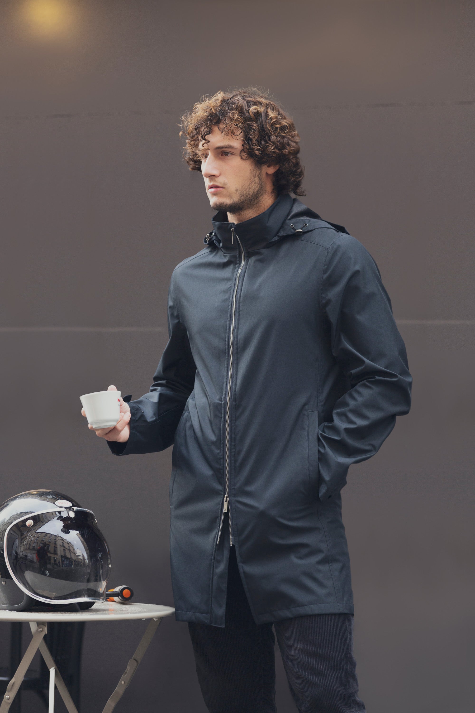 Veste moto habillée imperméable pour homme V1, avec protections homologuées CE, à porter avec un costume 
